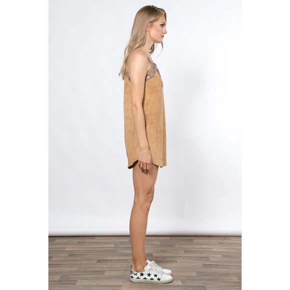 Women's Sophisticated Suede Cage Beads Dress for a Unique and Fashion - Picture 2 of 12